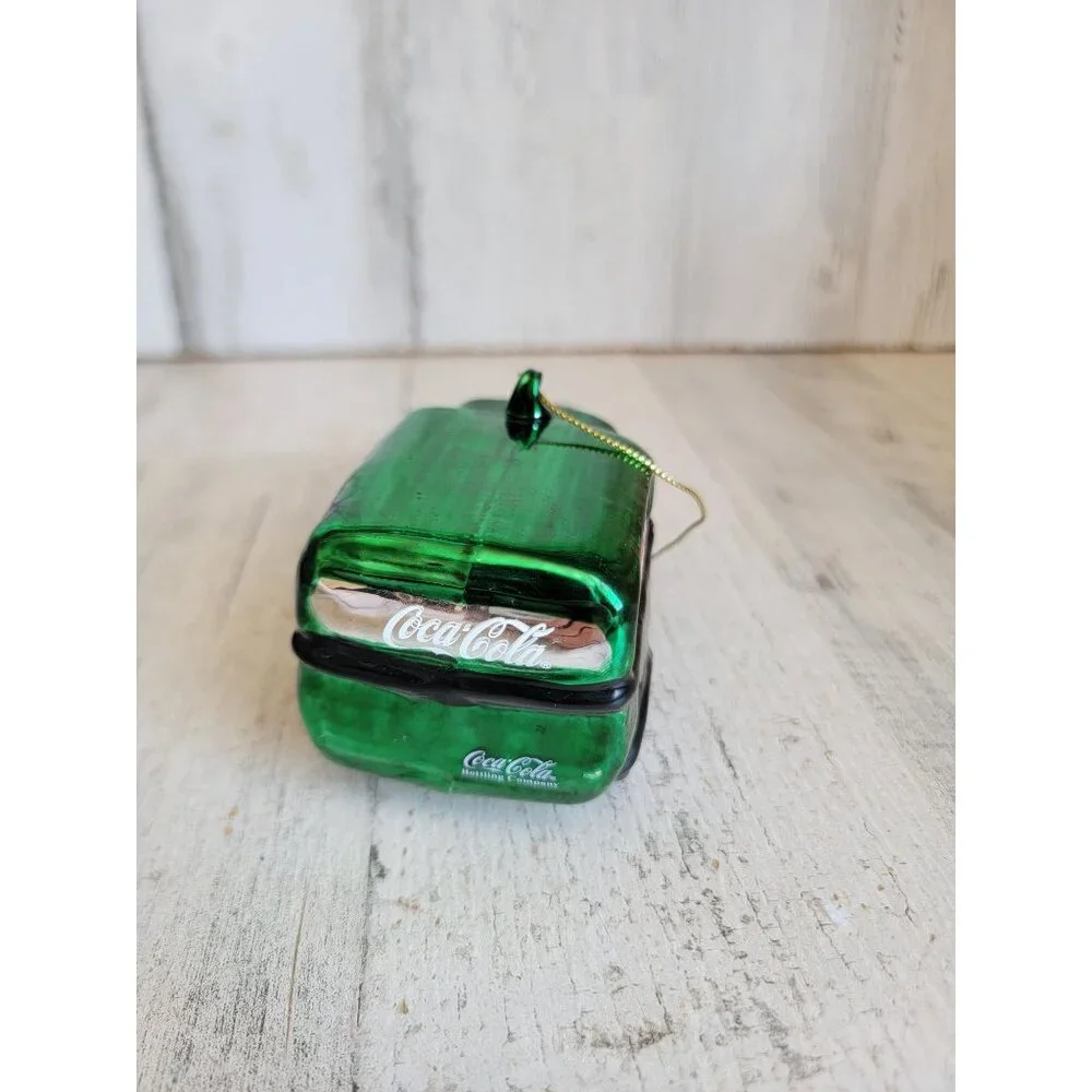 Vintage green Coca-Cola blown glass delivery car‎ van ornament Xmas